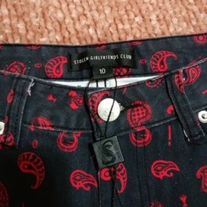 Stolen Girlfriends Club Grey and Red Paisley Jeans